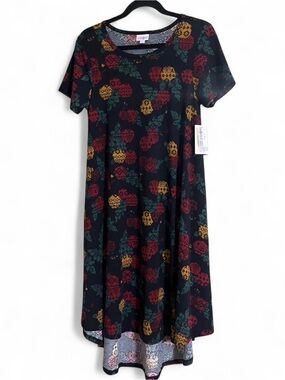 LuLaRoe Midi Dress Sz S CARLY Geometric Print High/Low Hem A-Line/Fit&Flare